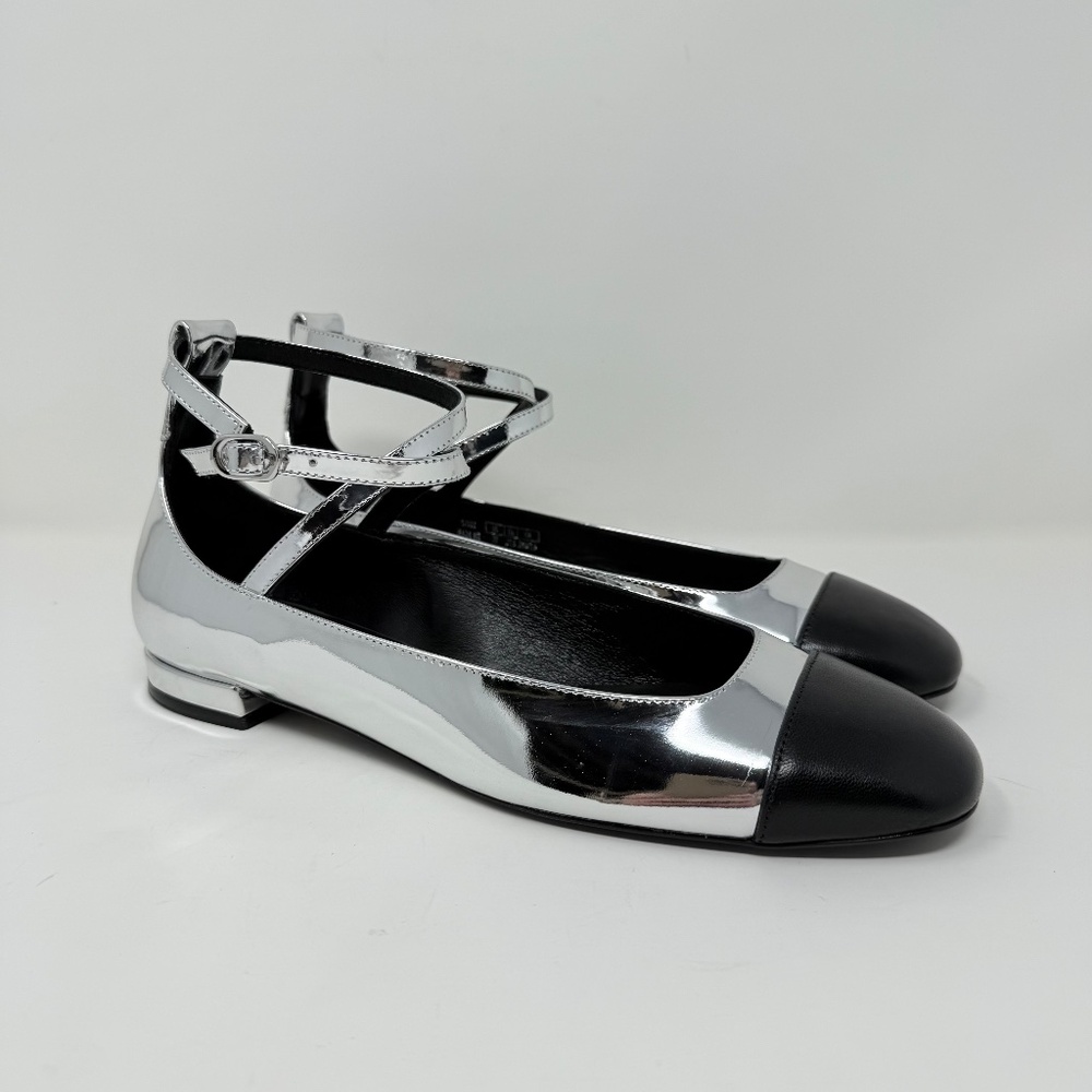 New Stuart Weitzman Eden Cross Strap Ballet Flat Sz 7 - Picture 2 of 12